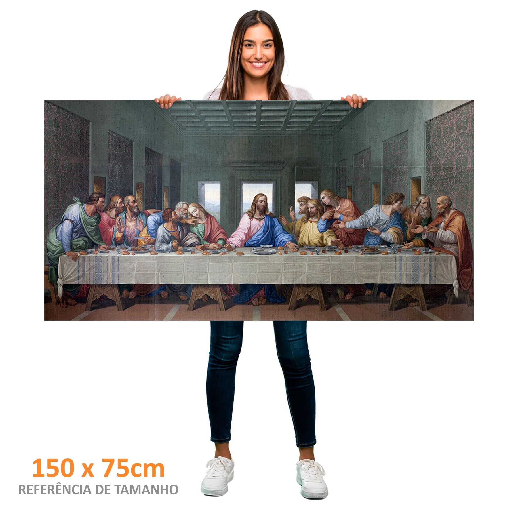 Quadro panorâmico Giacomo Rafaelli A Santa Ceia releitura da obra