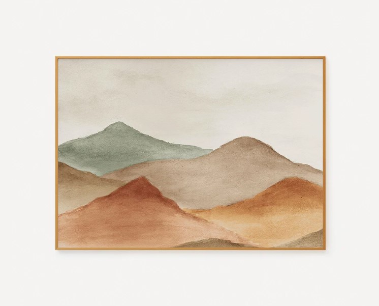 QUADRO MONTANHAS SERENAS EM AQUARELA
