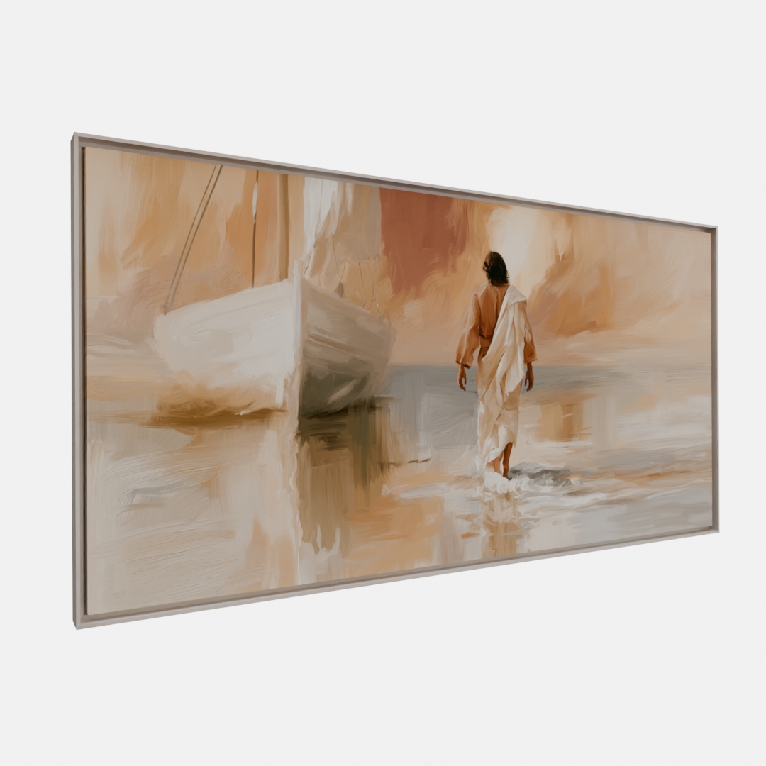 QUADRO PINTURA ABSTRATA JESUS SOBRE AS ÁGUAS