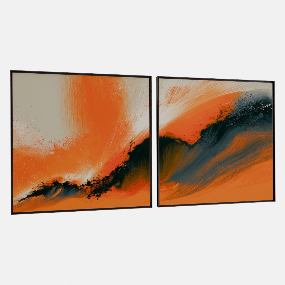 KIT 2 QUADROS  VENTO CÍTRICO ABSTRATO