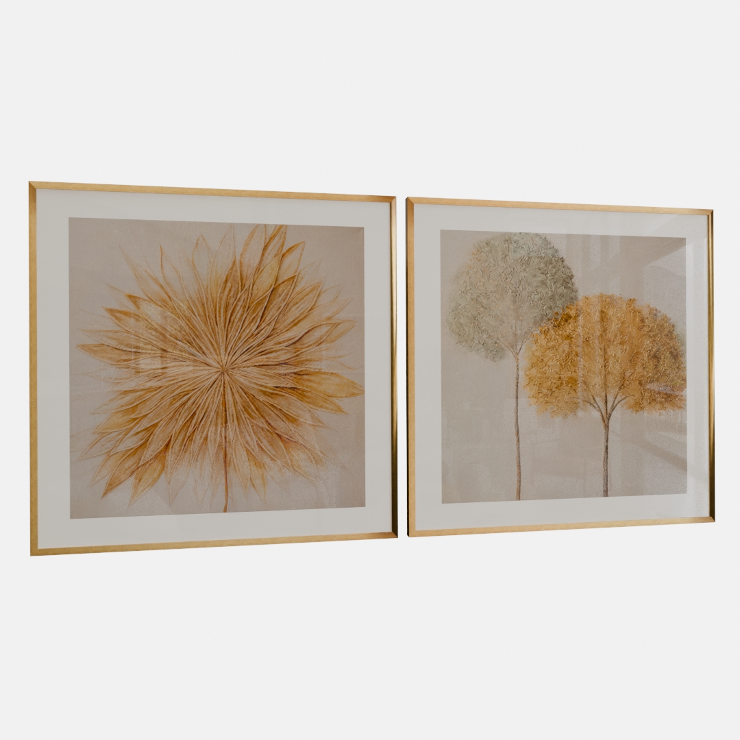 KIT 2 QUADROS  DUO NATURAL DOURADO