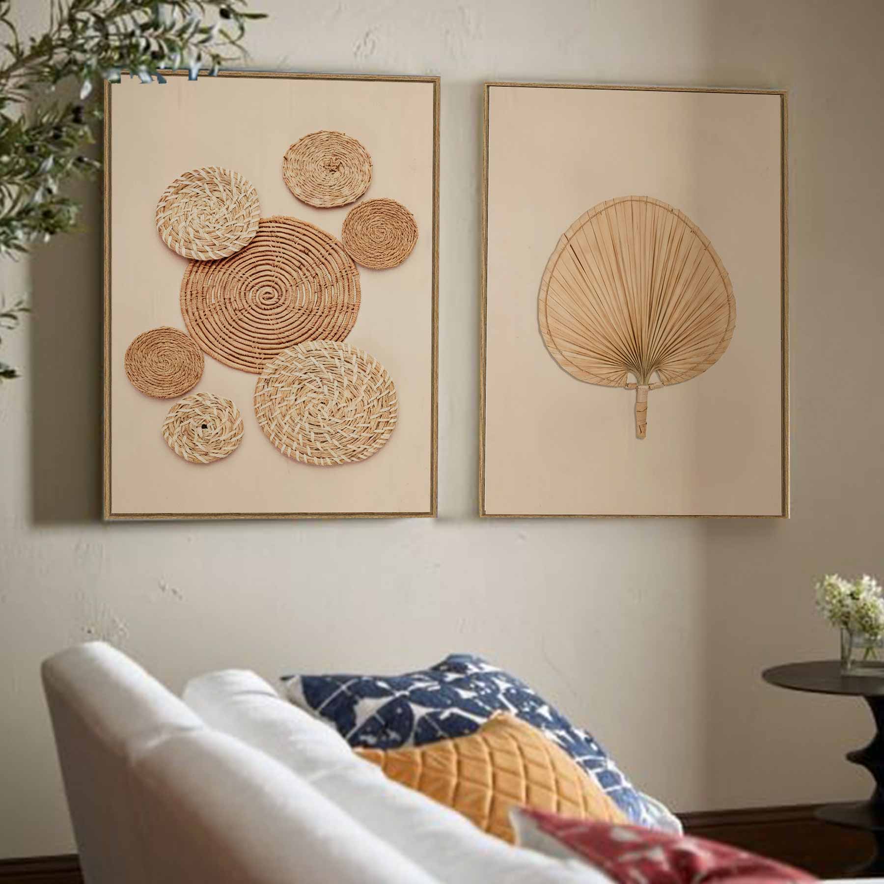 Kit 2 quadros retangulares - Duo Handcrafted Straw