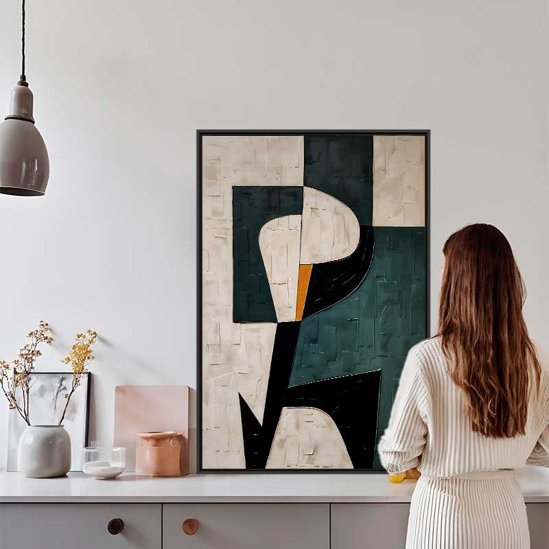 Quadro Retangular - Pintura geométrica verde