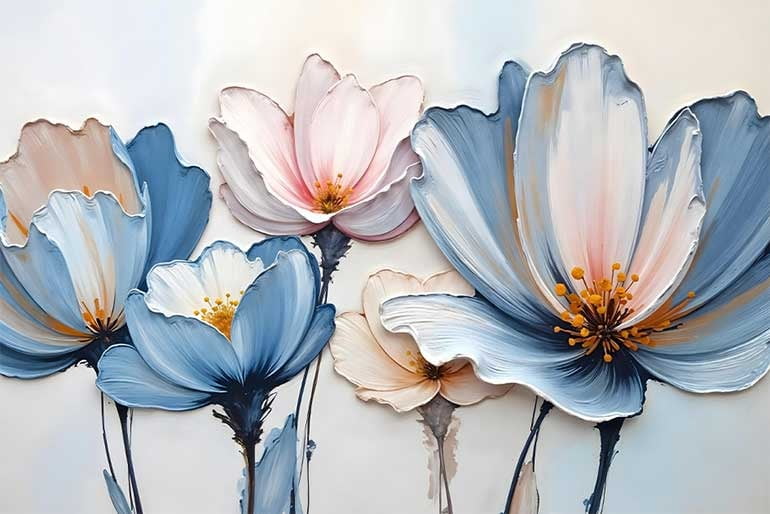 Quadro Personalizado-Dorinha-A Textura da Flores -Moldura Branca- 150x80
