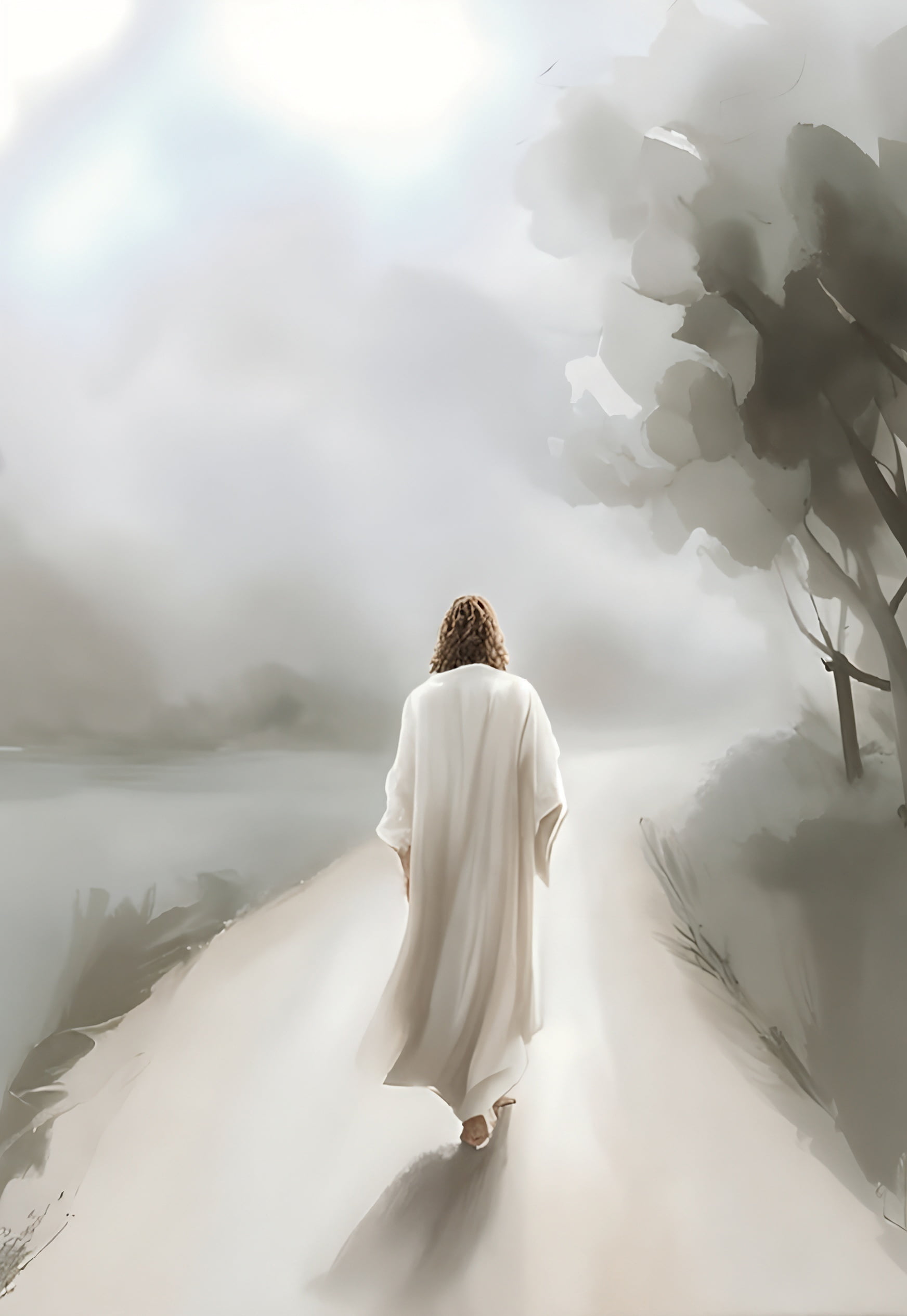 Quadro Personalizado -Decore Paz-Caminhando com Jesus-Moldura Dourada -100x70cm 