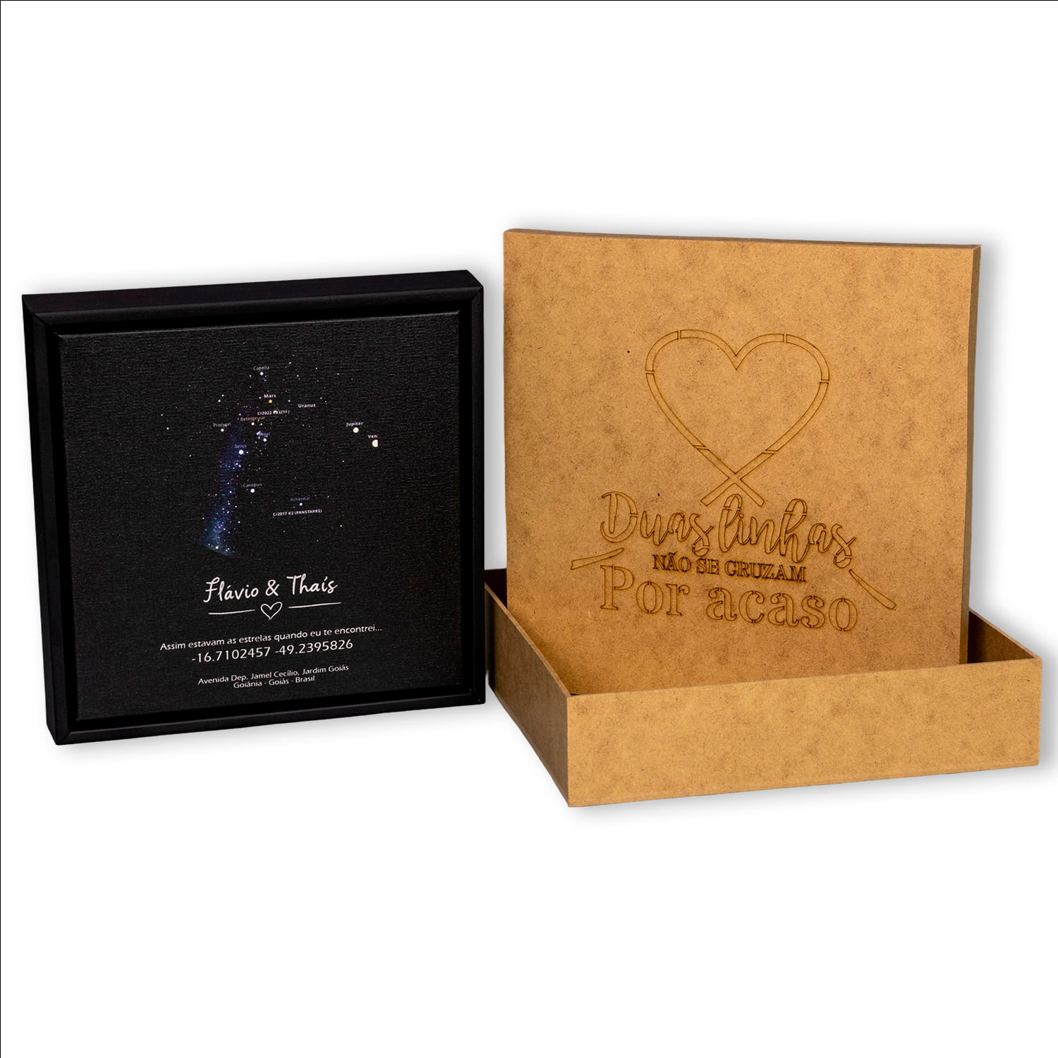Quadro Personalizado  Quadrado - O início de nós dois- Constelação- 25x25 cm 