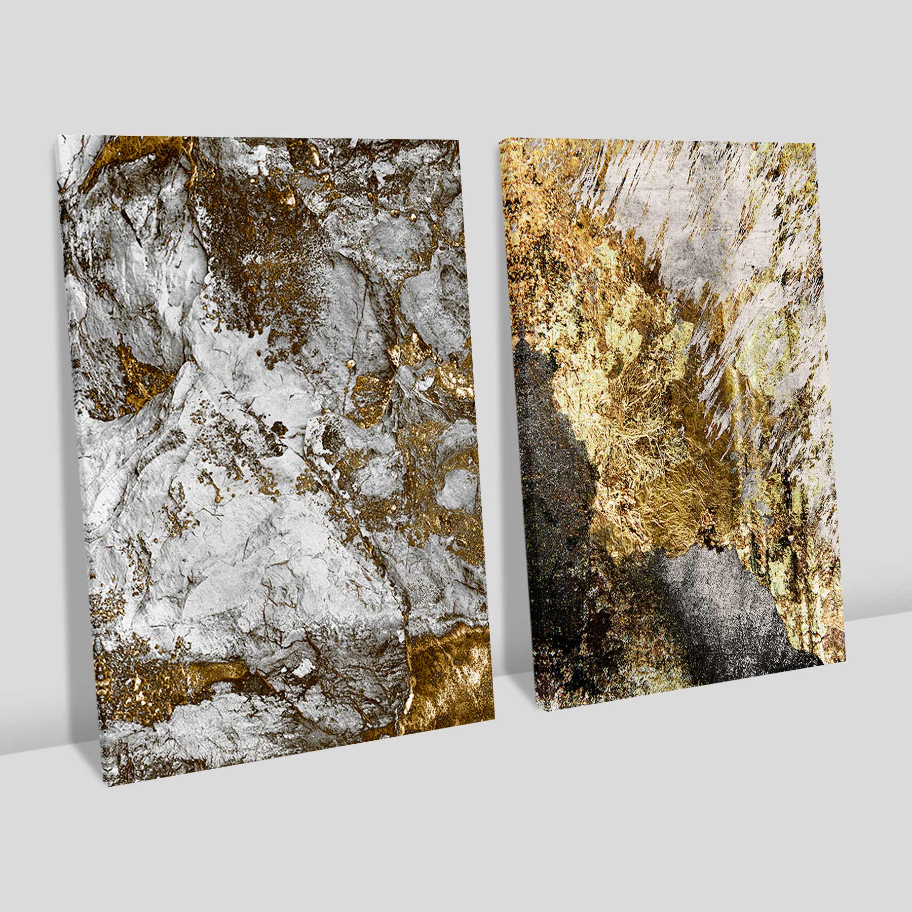 Kit 2 quadros retangulares - Duo rocky gold
