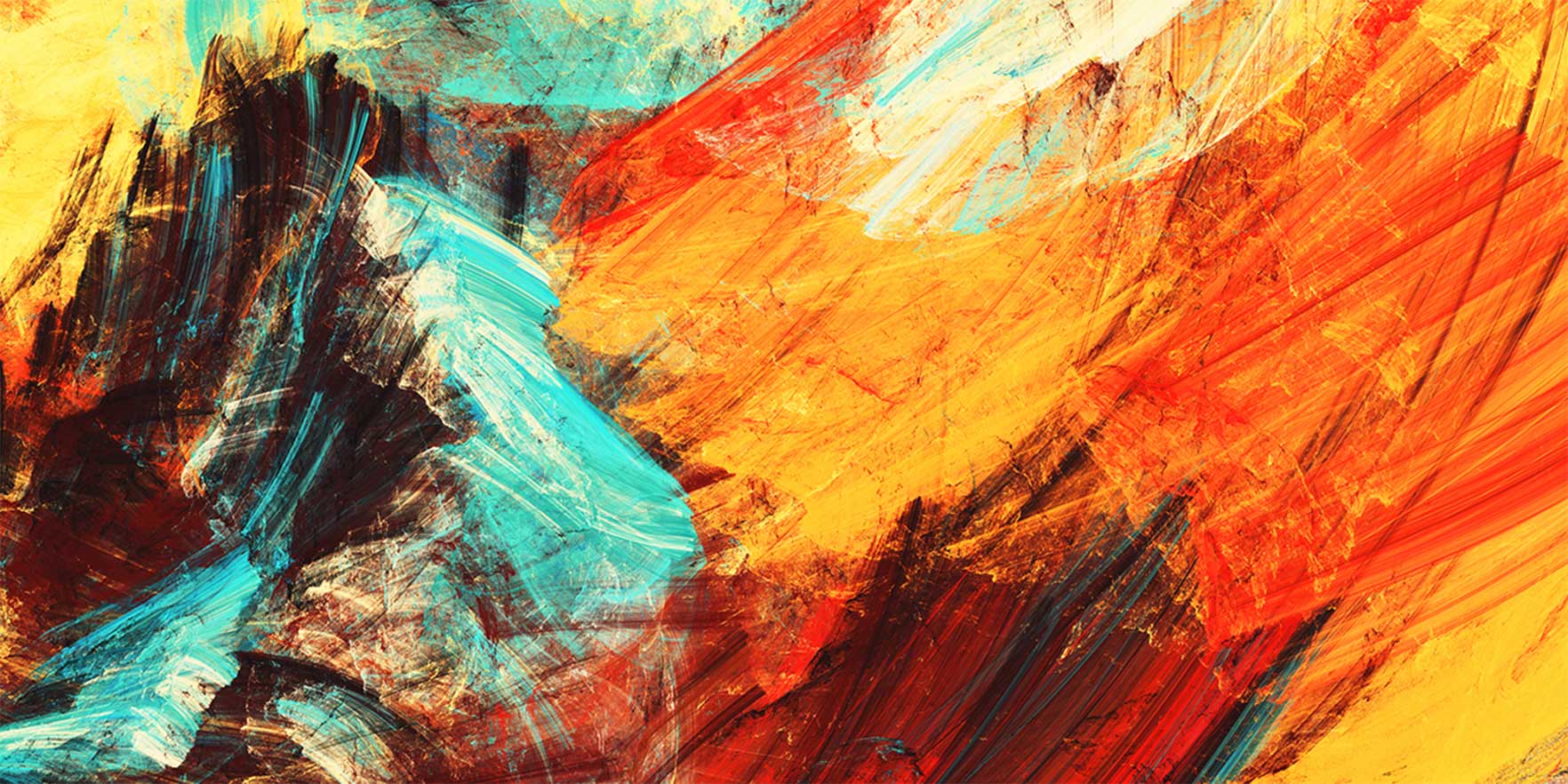 Quadro panorâmico - Abstract orange and teal