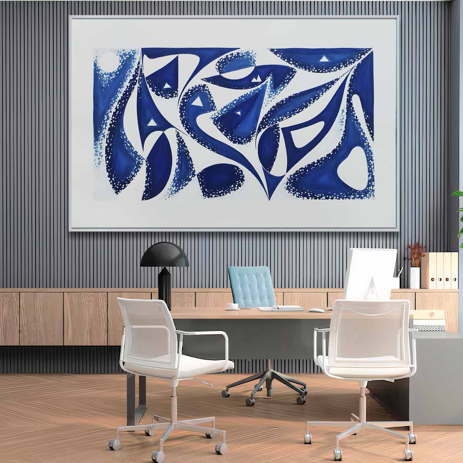 Quadro Retangular - Abstract Geometric Blue