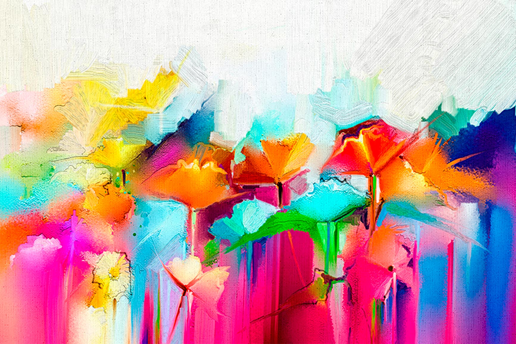Quadro Retangular - Flores coloridas abstratas