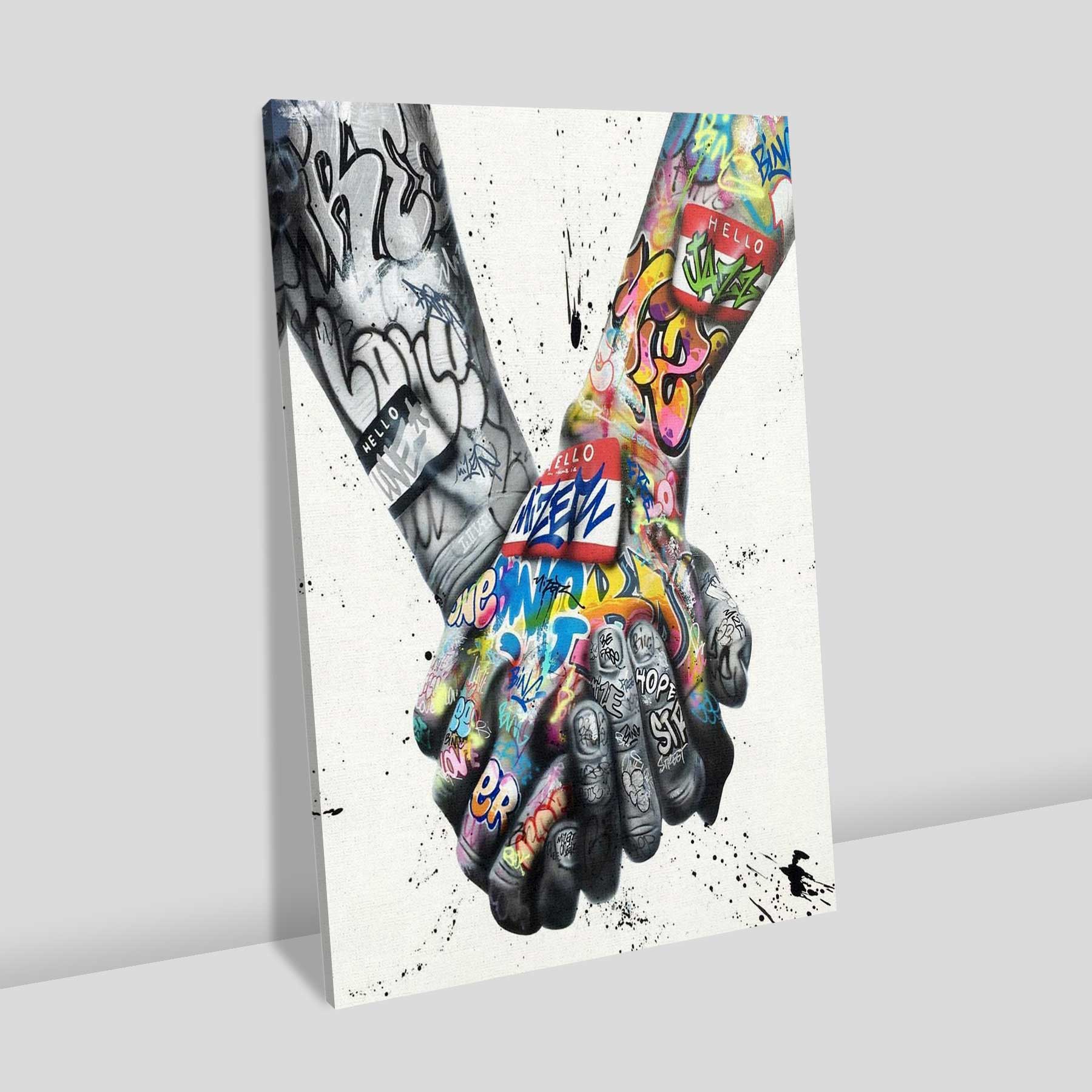 Quadro Retangular Hand in Hand Graffiti Liê Decor