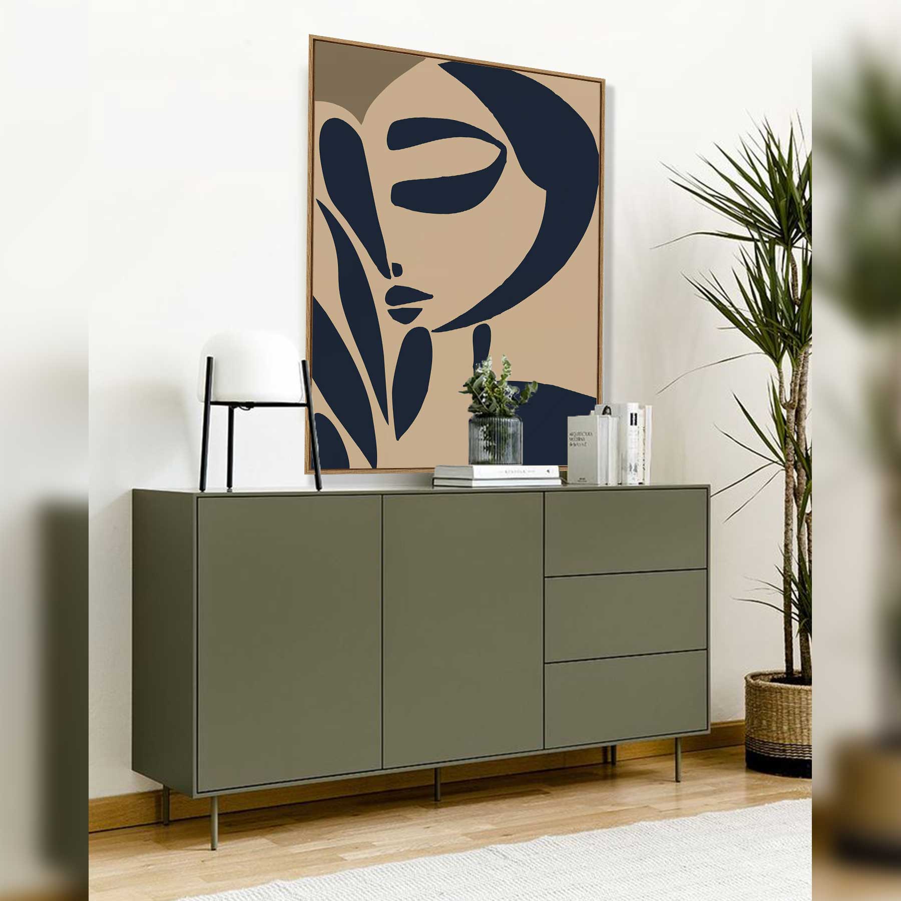 Quadro Retangular - Mulher abstrata Azul