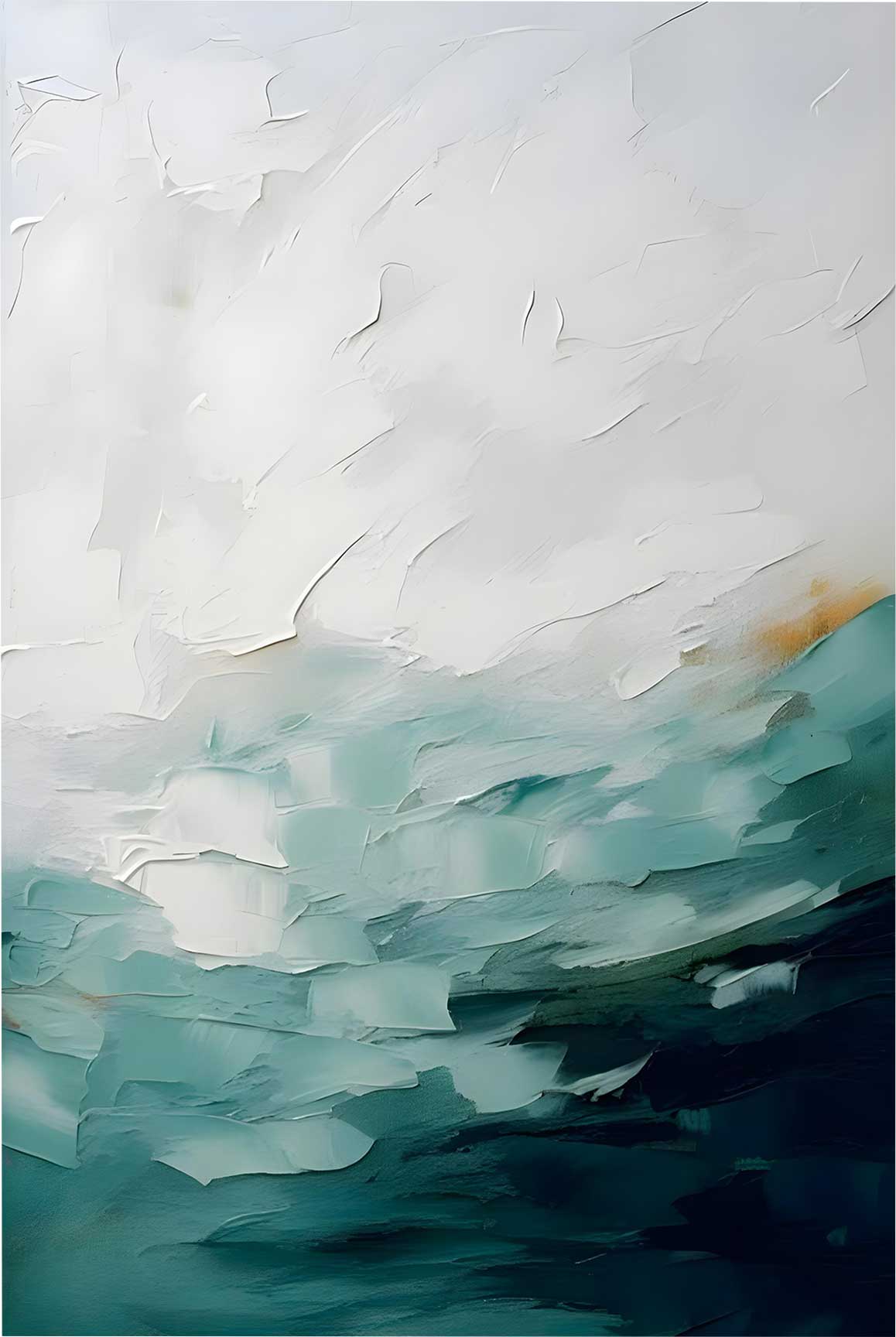 Quadro Retangular - Pintura Abstrata Verde Degradê 