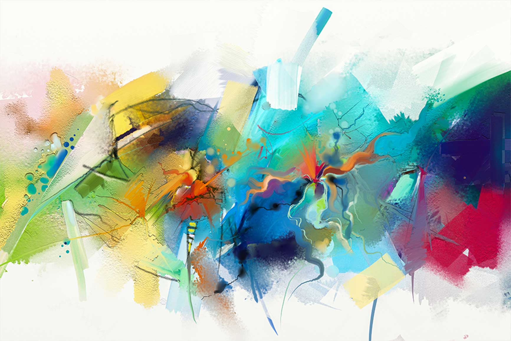 Quadro Retangular  - Pintura digital abstrata colorida