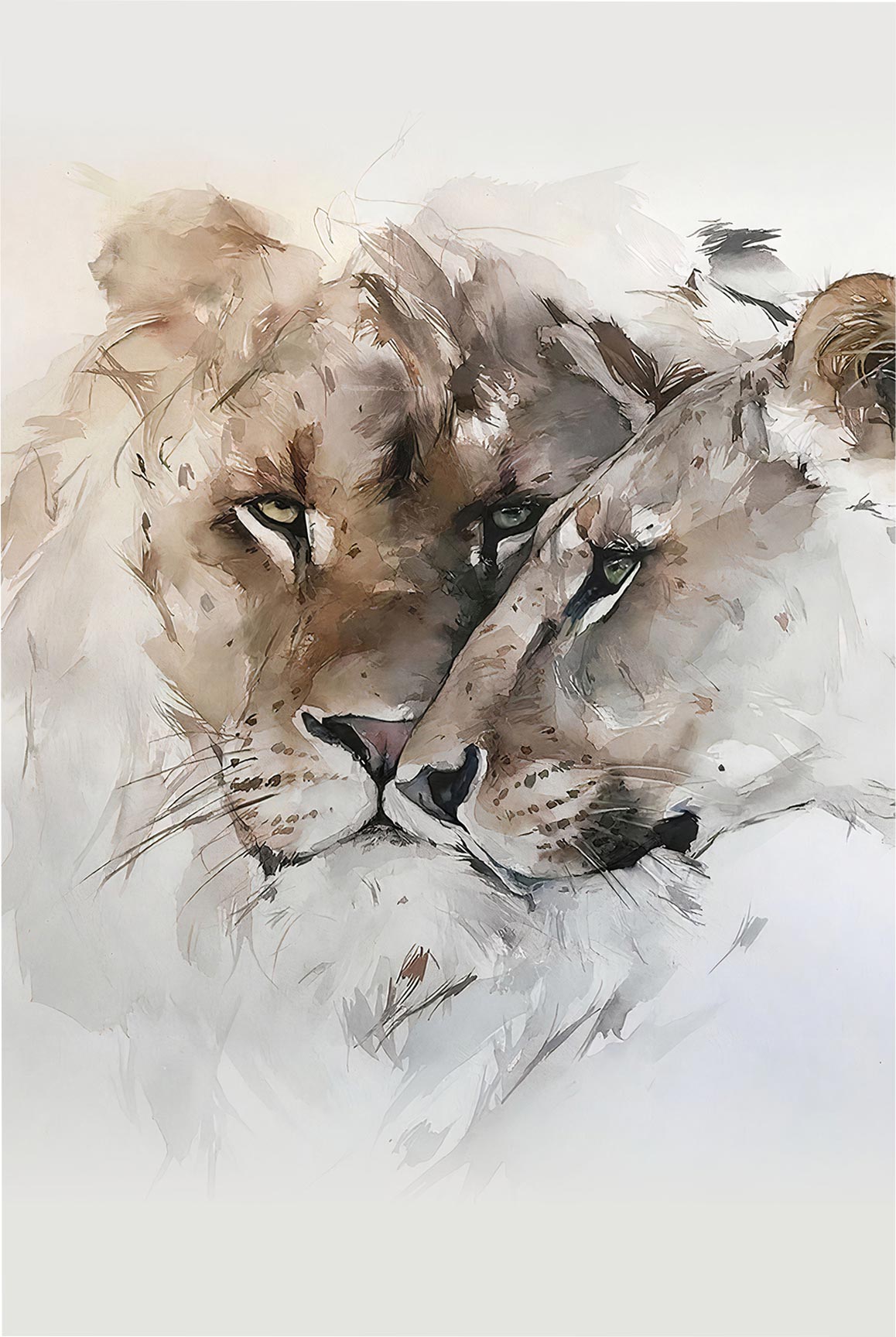 Quadro Retangular  - Leão e leoa