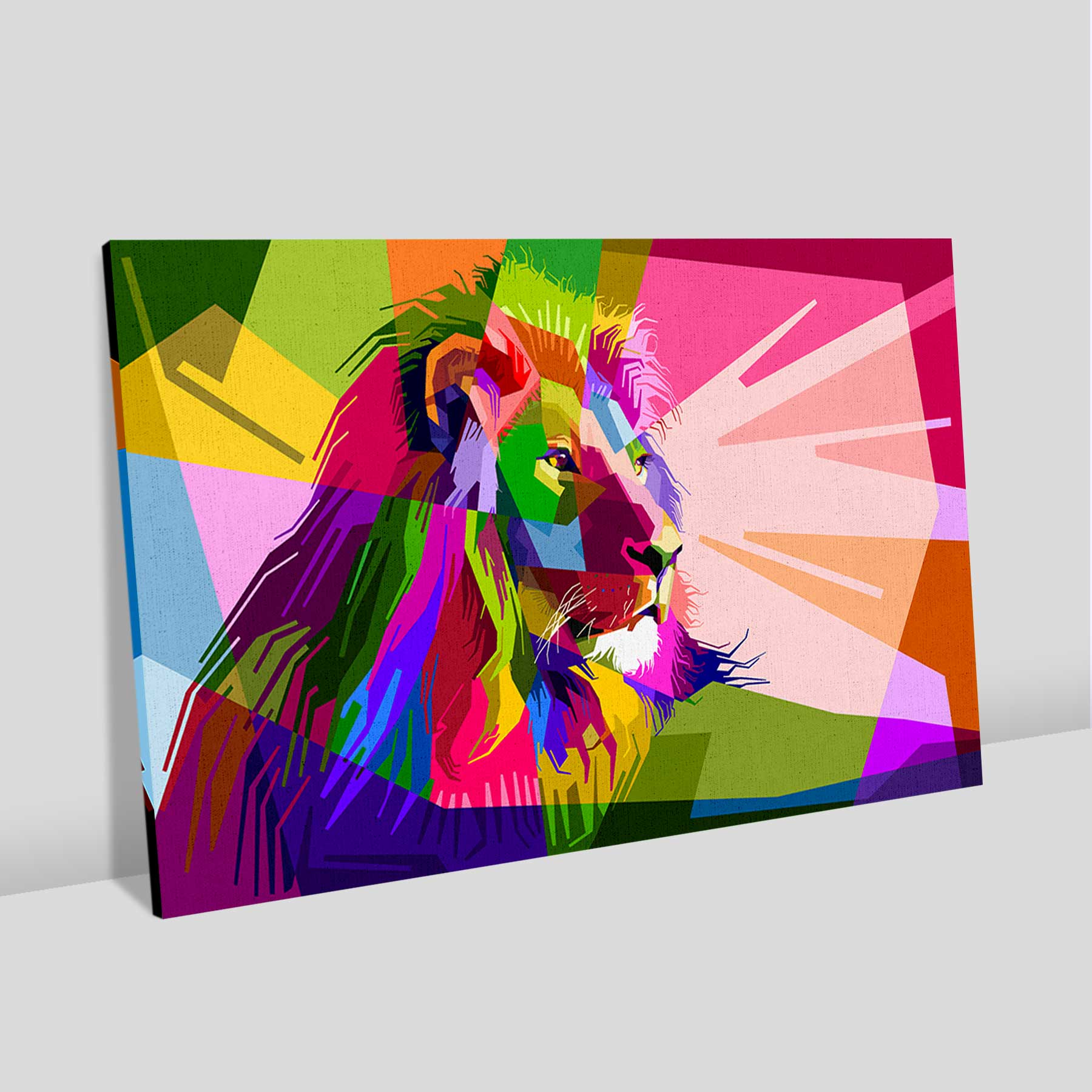Quadro Retangular  - Leão Ilustração Colorido
