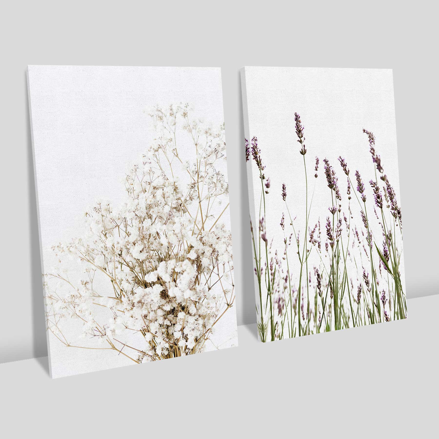 Kit 2 quadros retangulares - Duo flores minimalistas