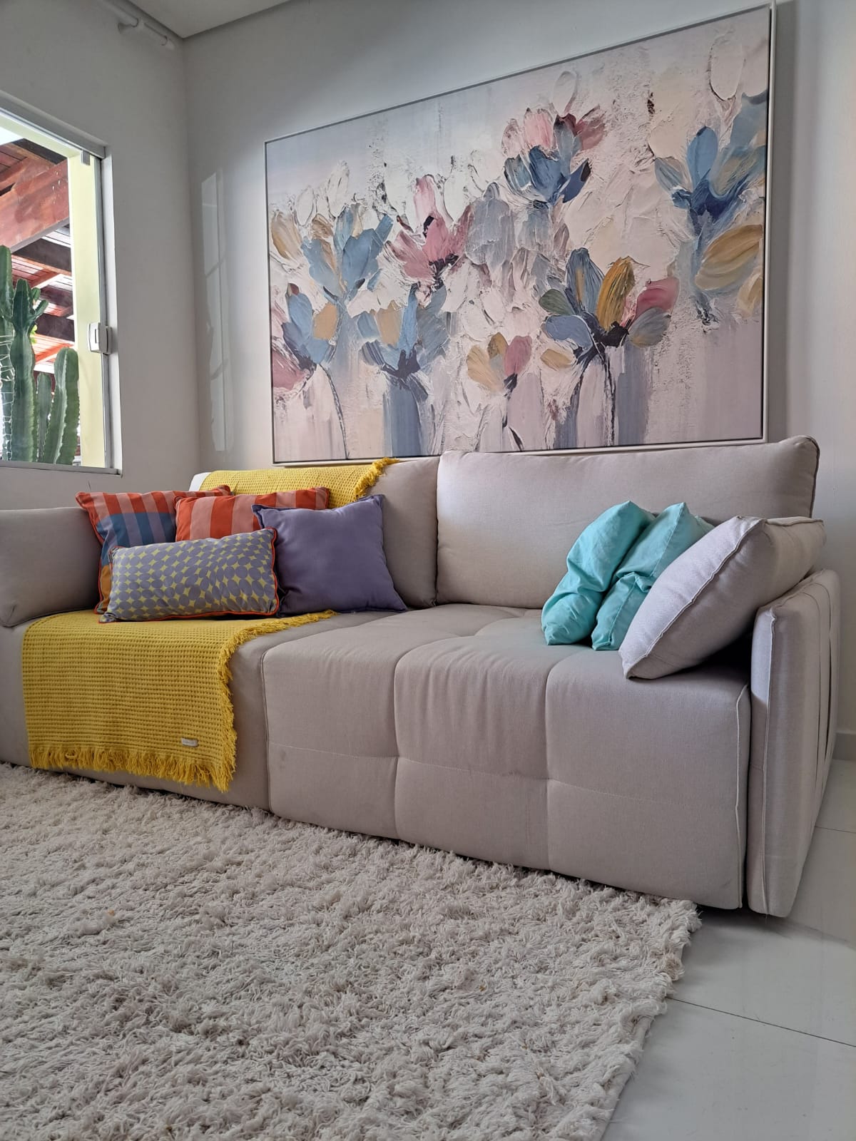 Quadro Retangular  -  Flores em Tons Pasteis 