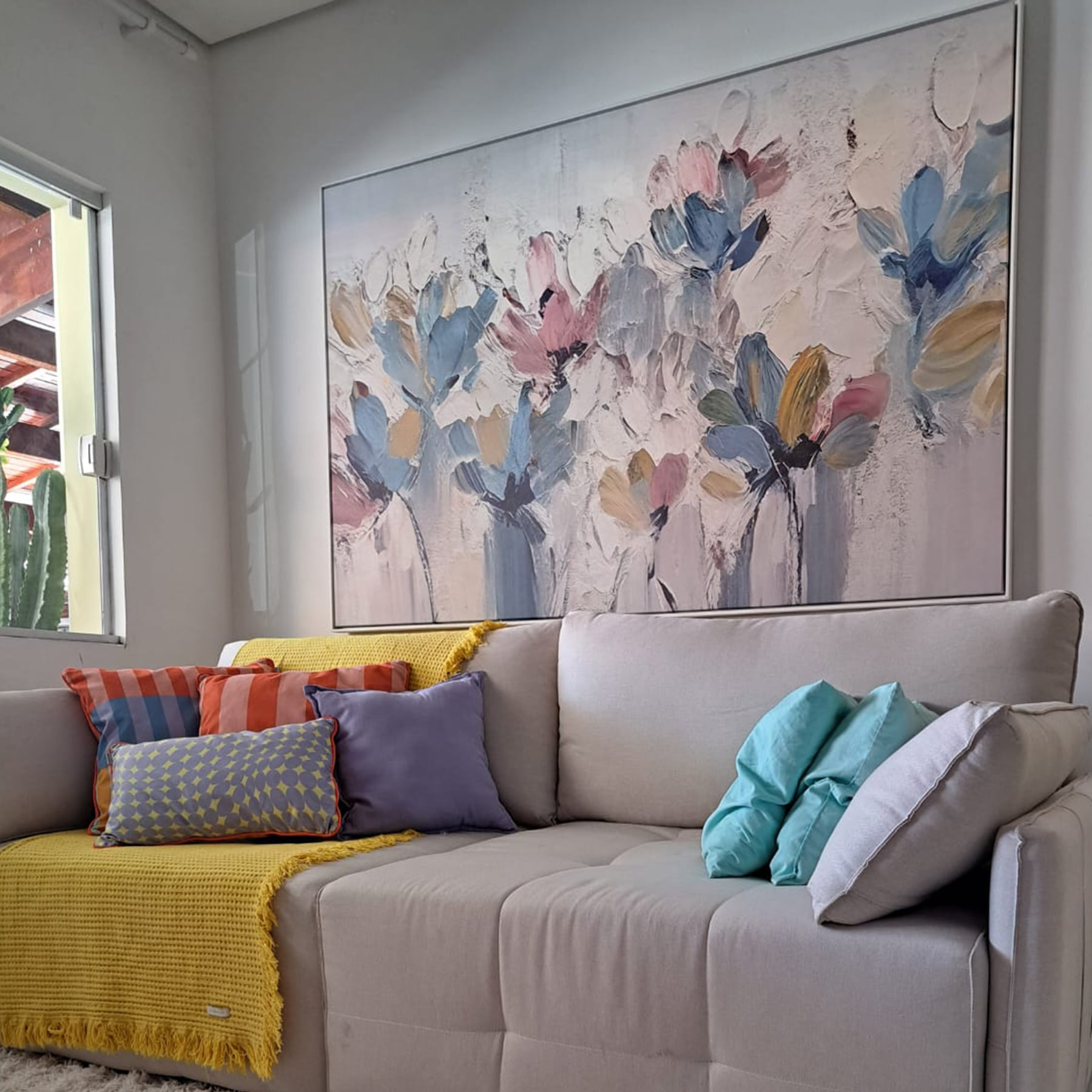 Quadro Retangular - Flores  em Tons Pasteis 