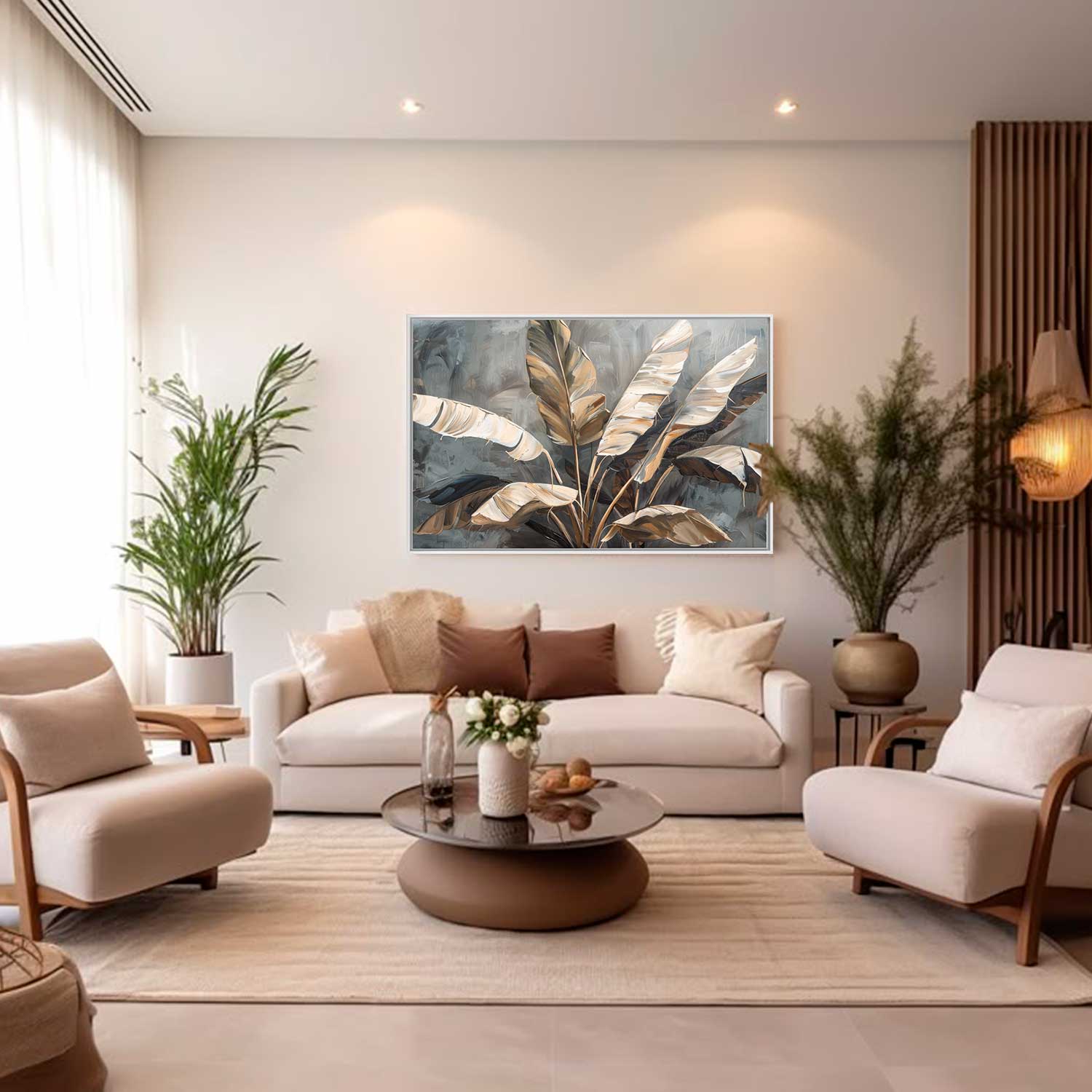 Quadro Retangular - Folhagens Douradas