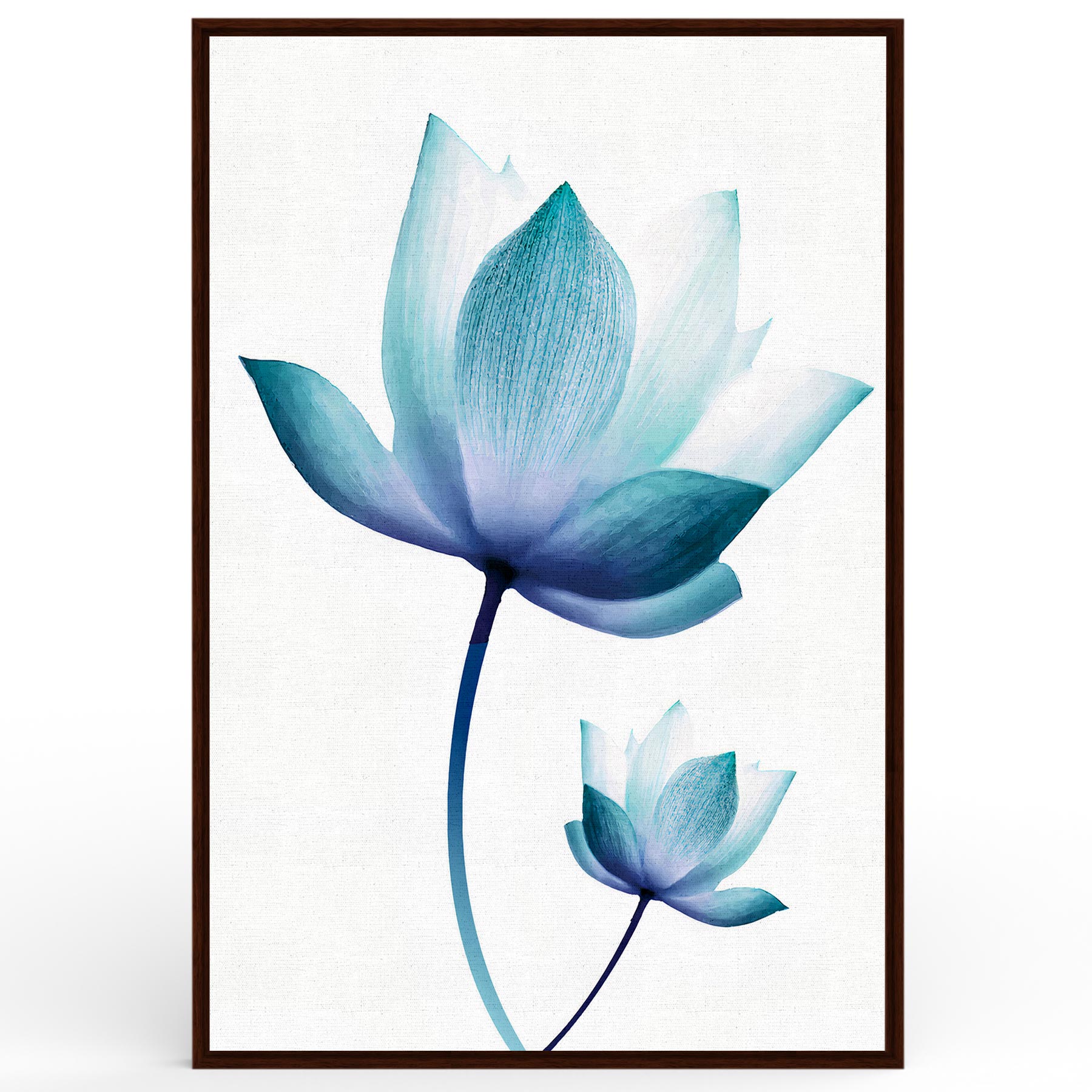 Quadro Retangular - Lotus azul em aquarela - Liê Decor