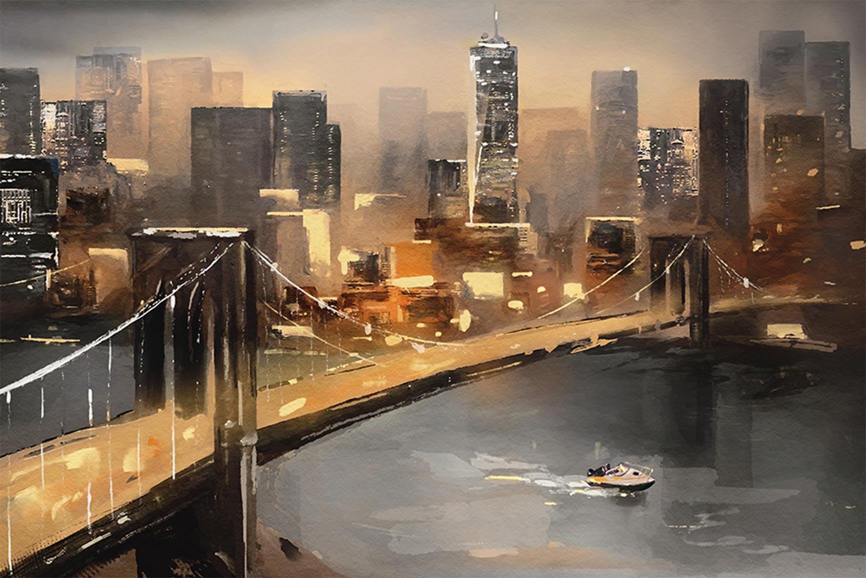 Quadro Retangular  - Ponte do Brooklyn (pintura)