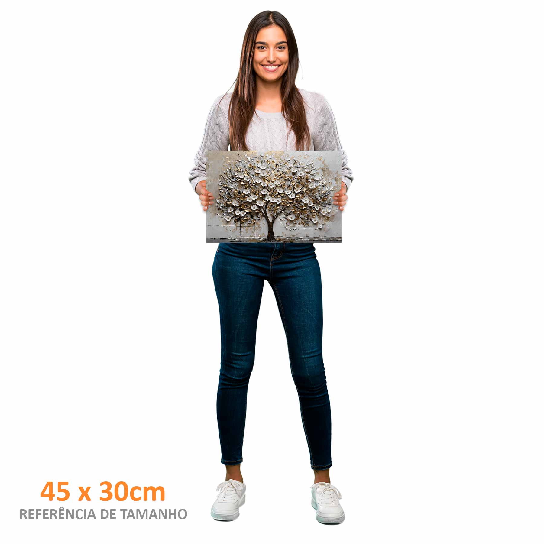 Quadro Retangular - White Blossom 3D - Liê Decor