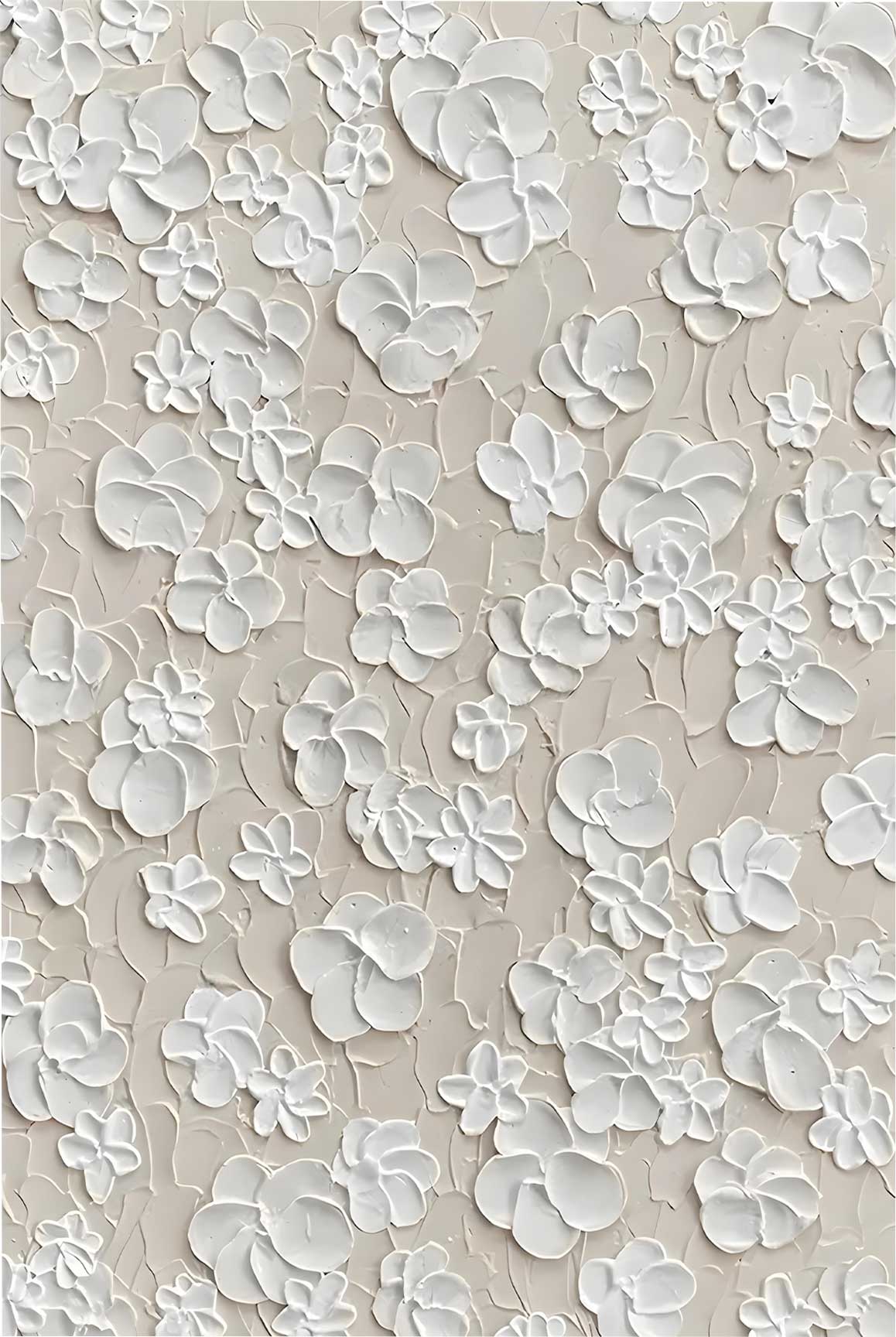 Quadro Retangular - White Flowers 3D