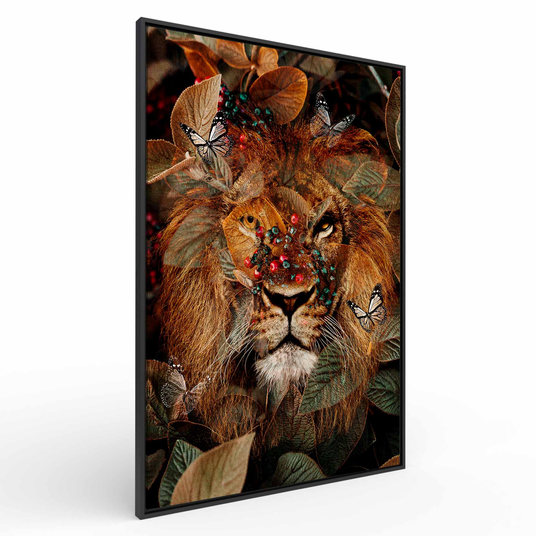 Quadro Retangular - leão Floral - Liê Decor