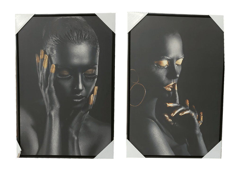 Kit 2 quadros retangulares 90x60 - Duo arte black 