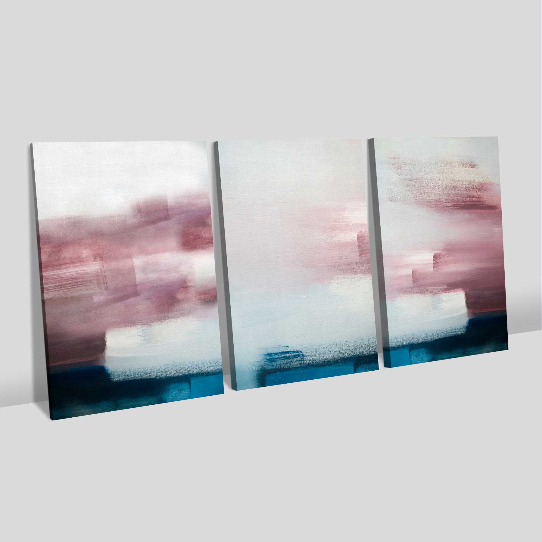 Kit 3 quadros retangulares - Trio pinceladas horizontais