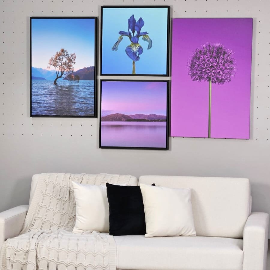 Kit 4 quadros - Violet Blue - Moldura Preta - 162x120cm
