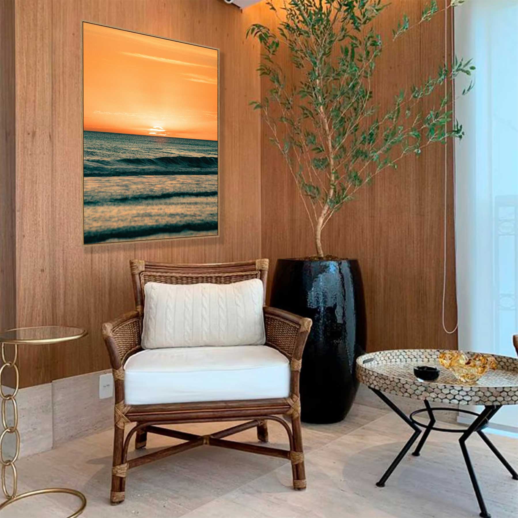 Quadro Retangular - ENTARDECER NA PRAIA