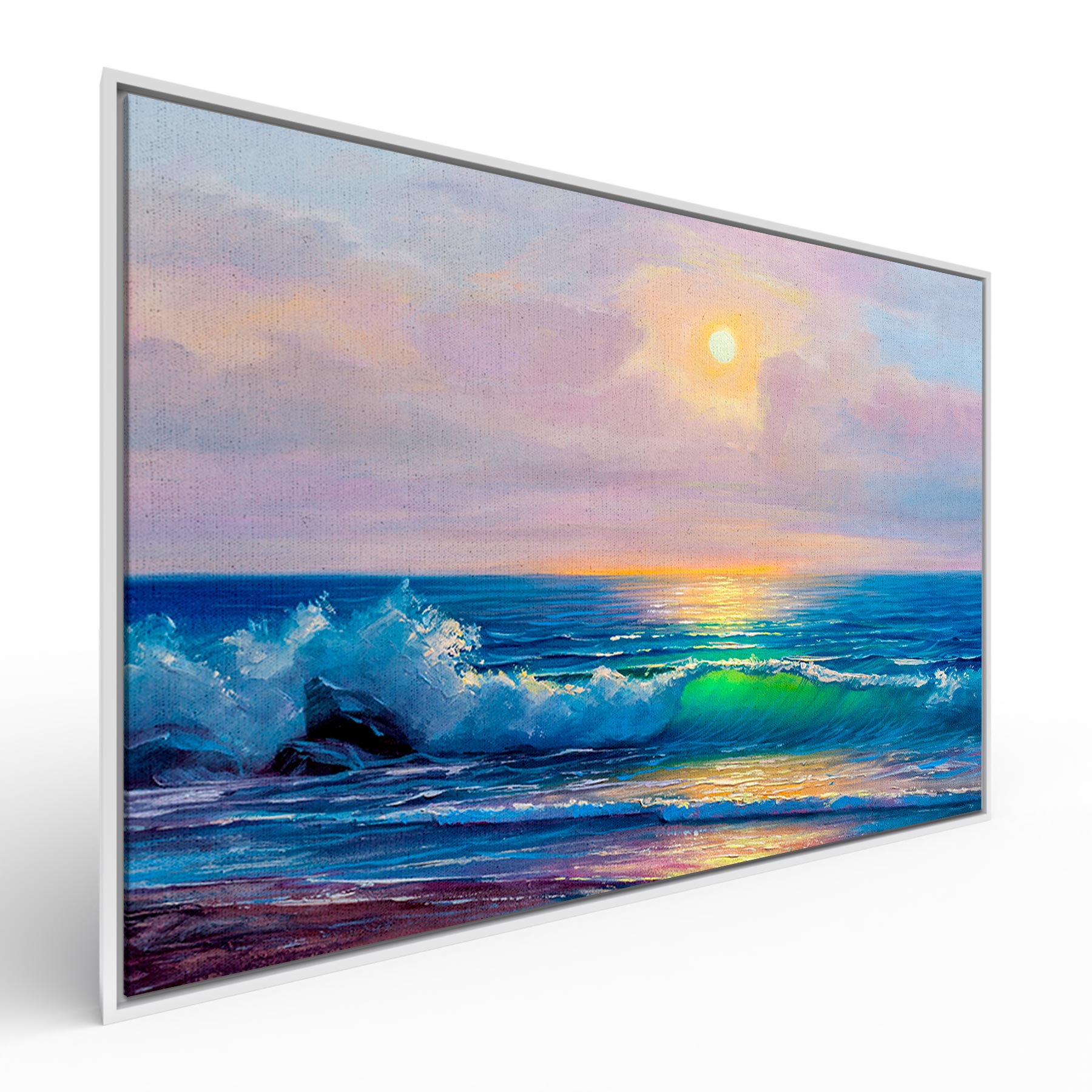 Quadro Retangular - Pintura de paisagem litorânea - Liê Decor