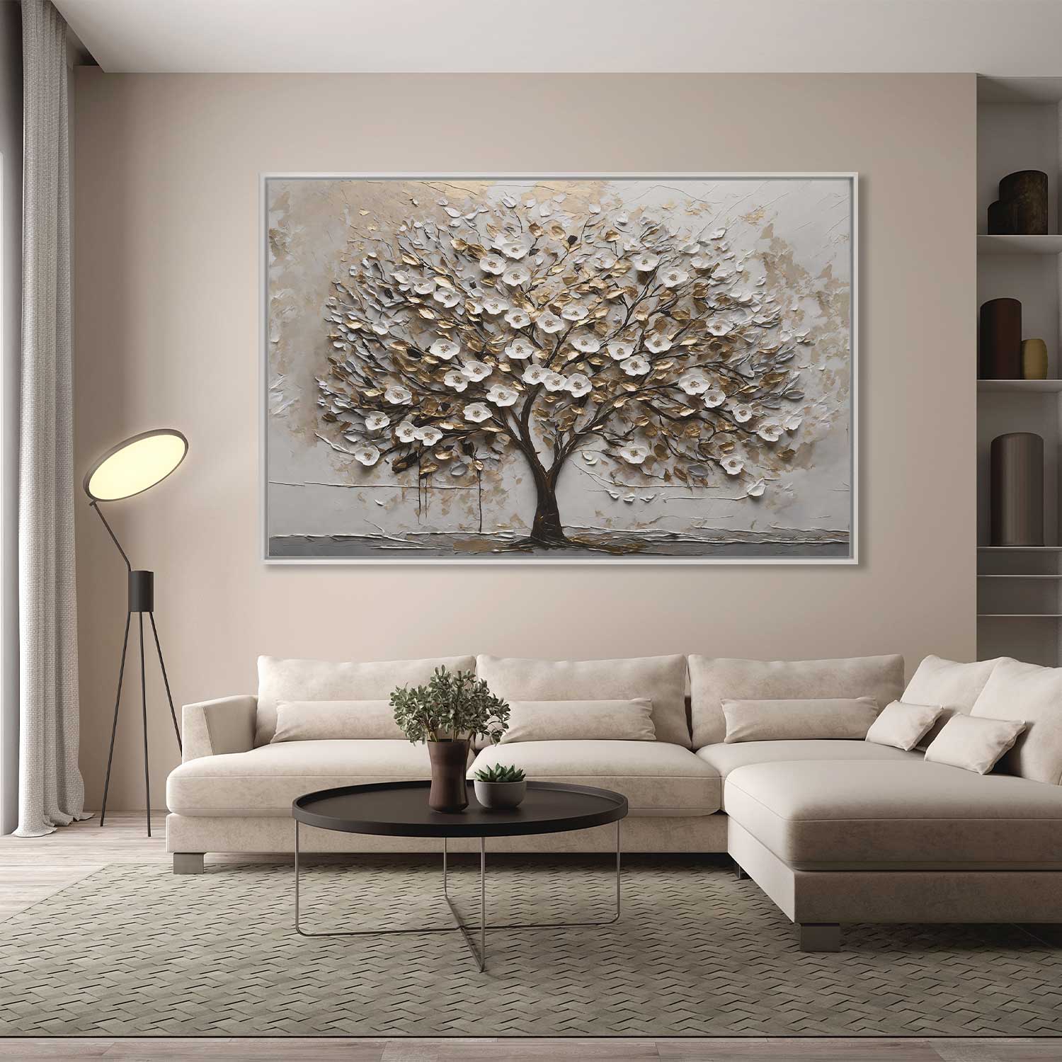 Quadro Retangular - White Blossom 3D