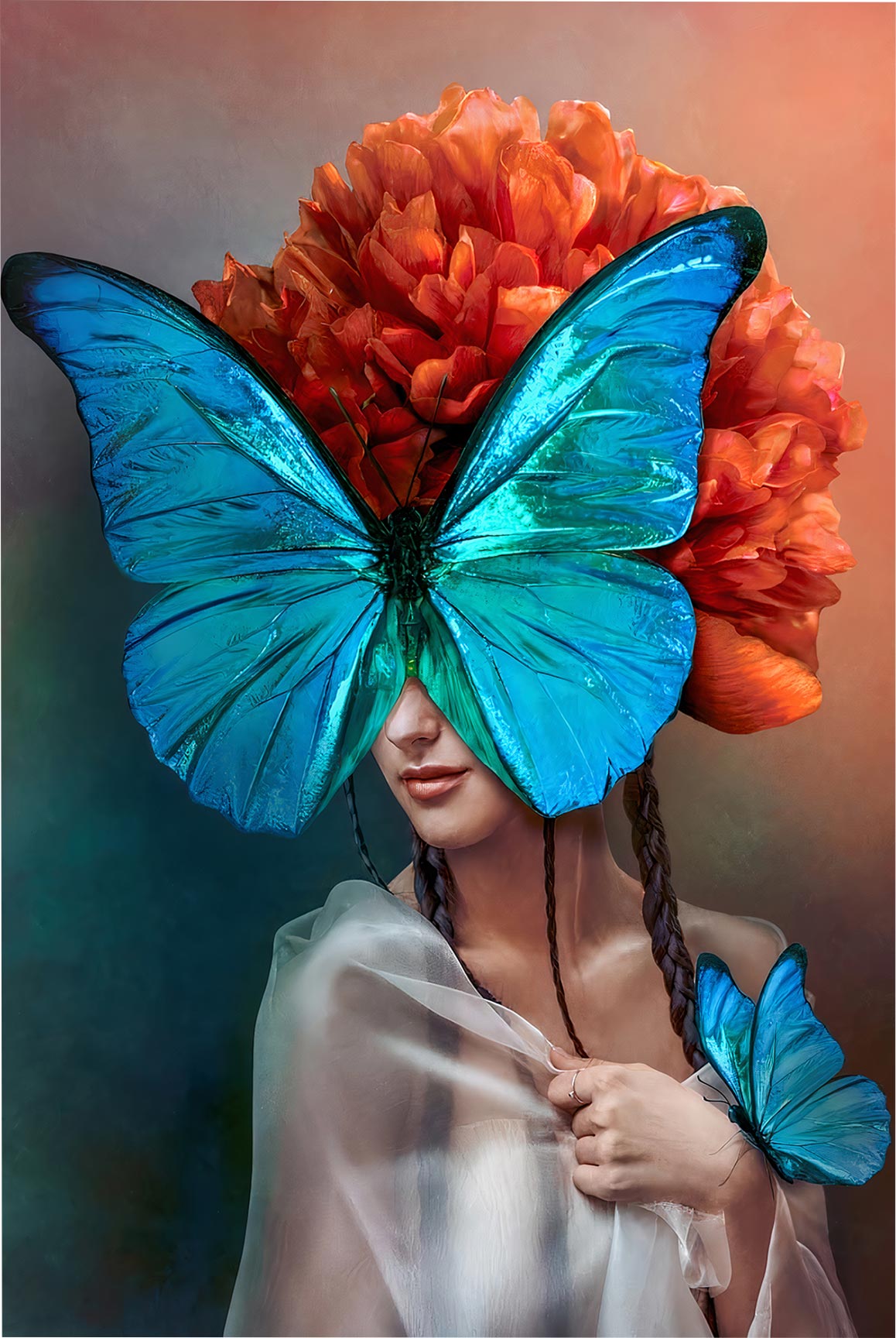 Quadro Retangular  - Garota borboleta