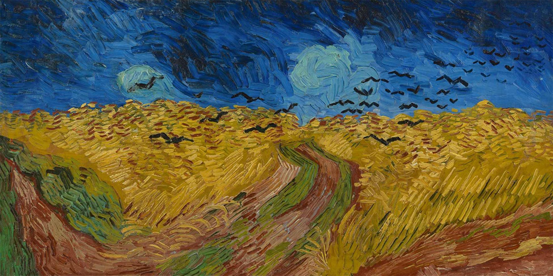 Quadro panorâmico - Vincent van Gogh - Campo de trigo com corvos