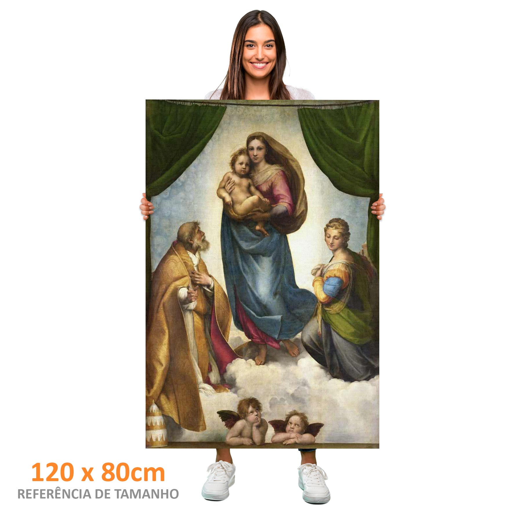 Quadro Retangular - Rafael - Madona sistina - Liê Decor