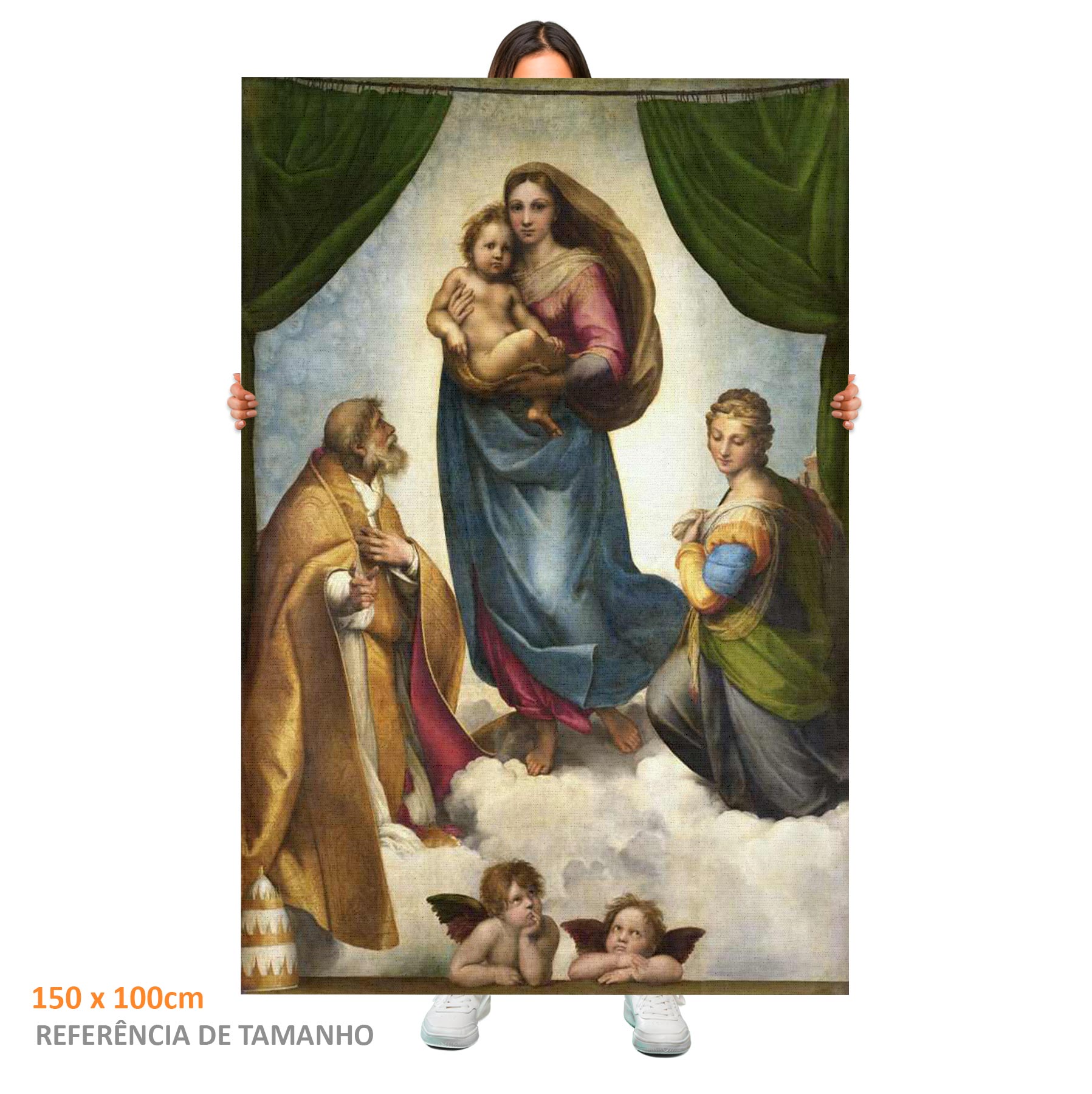 Quadro Retangular - Rafael - Madona sistina - Liê Decor