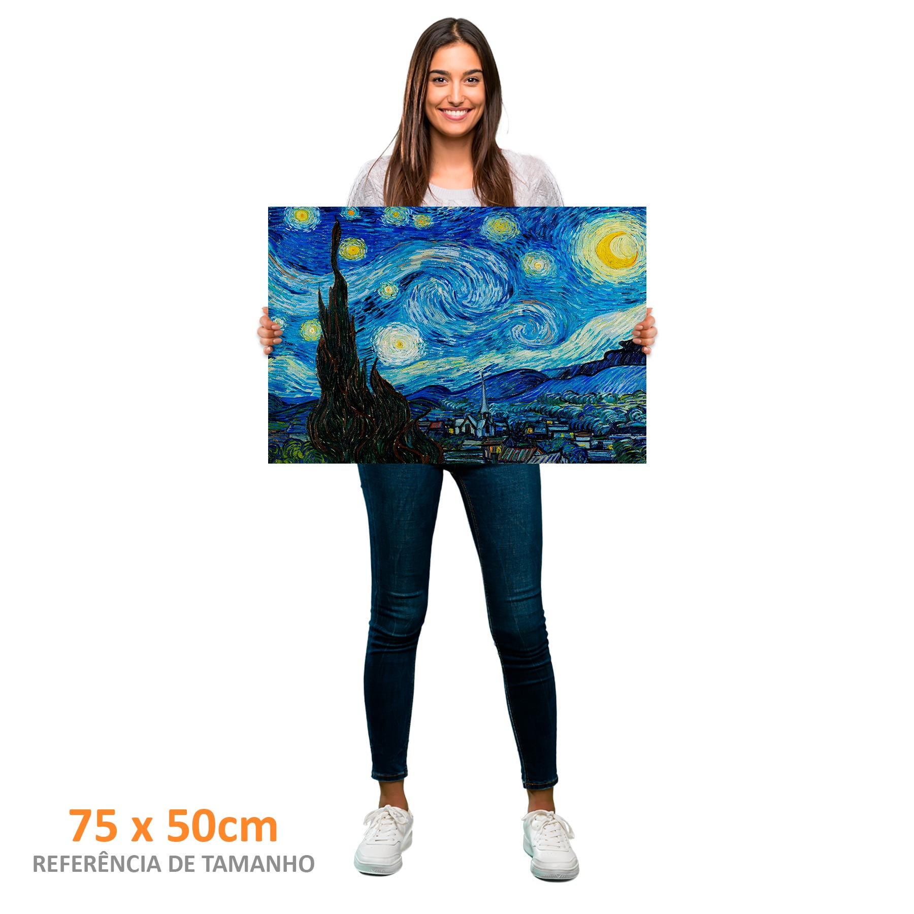 Quadro Retangular Vincent Van Gogh Noite Estrelada Li Decor