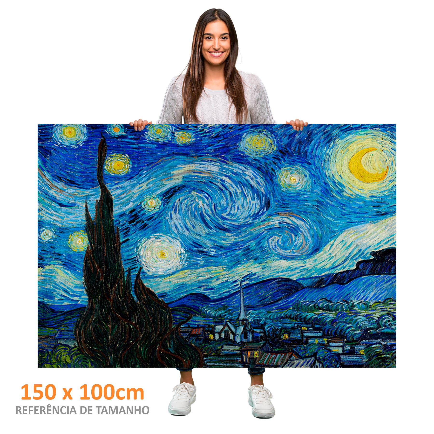 Quadro Retangular Vincent Van Gogh Noite Estrelada Li Decor