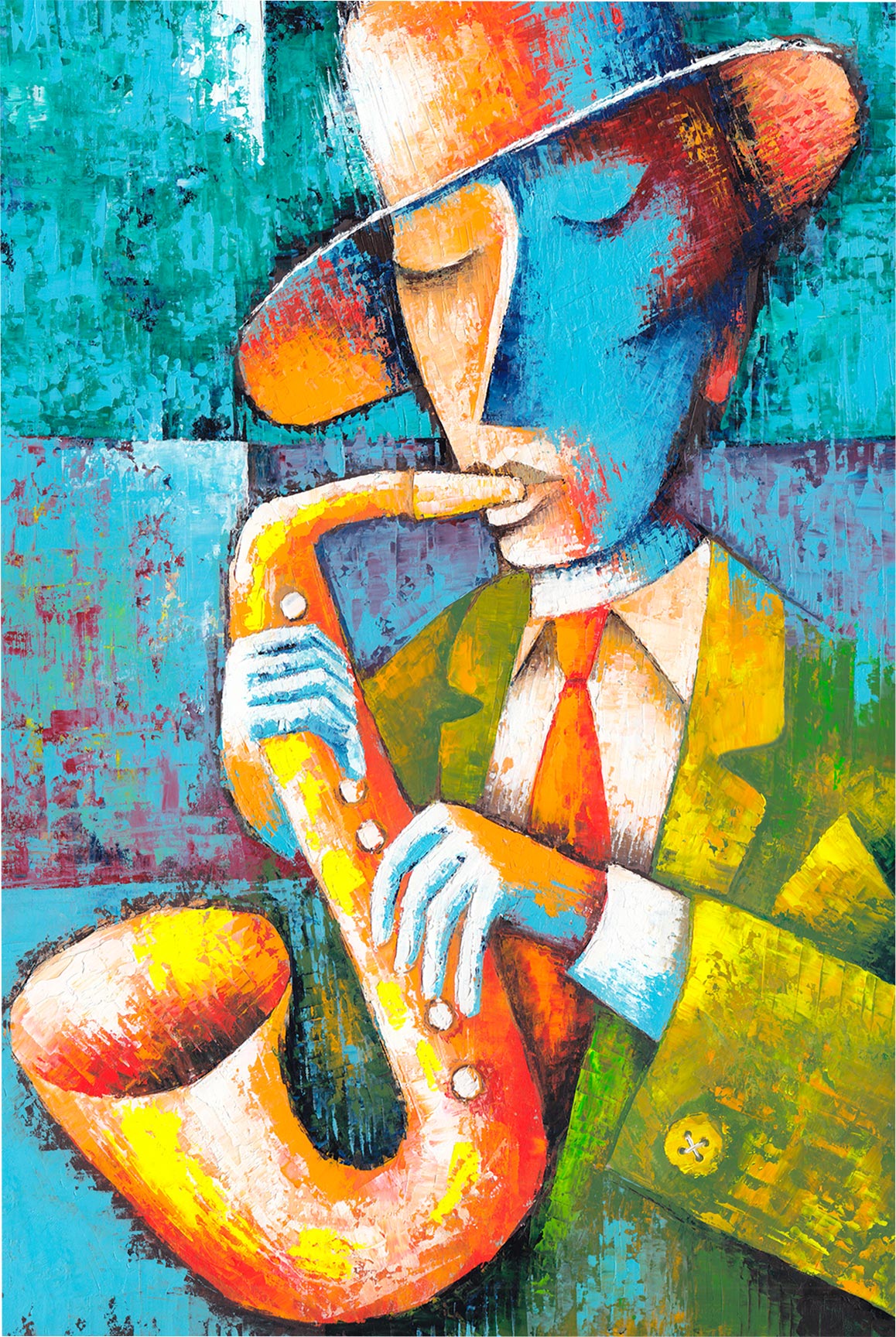 Quadro Retangular - Saxofonista Pintura