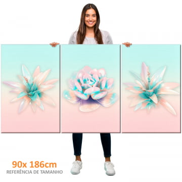 Kit 3 quadros retangulares - Trio Glass flowers