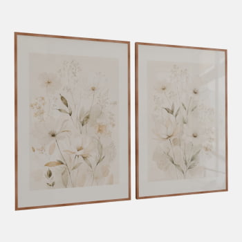 KIT 2 QUADROS FLORES CAMPESTRES SUAVES
