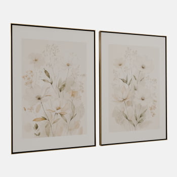 KIT 2 QUADROS FLORES CAMPESTRES SUAVES