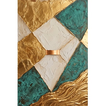 KIT 2 QUADROS MOSAICO DOURADO E ESMERALDA
