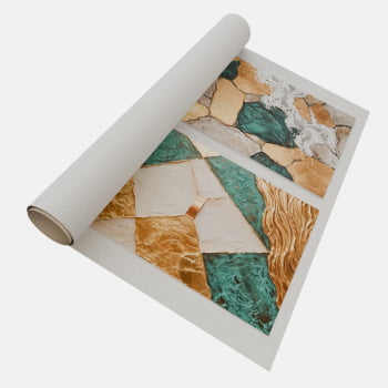 KIT 2 QUADROS MOSAICO DOURADO E ESMERALDA