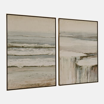 KIT 2 QUADROS CASCATA OCEÂNICA ABSTRATA