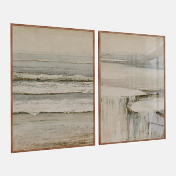 KIT 2 QUADROS CASCATA OCEÂNICA ABSTRATA