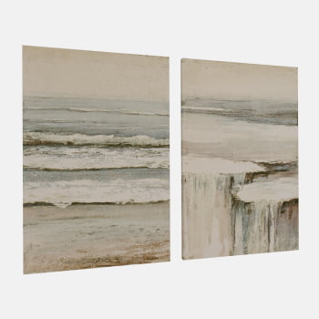 KIT 2 QUADROS CASCATA OCEÂNICA ABSTRATA